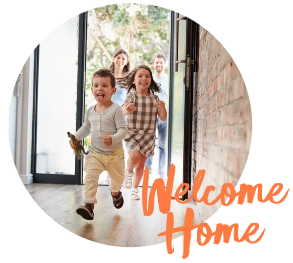 Happy family moving into their new home